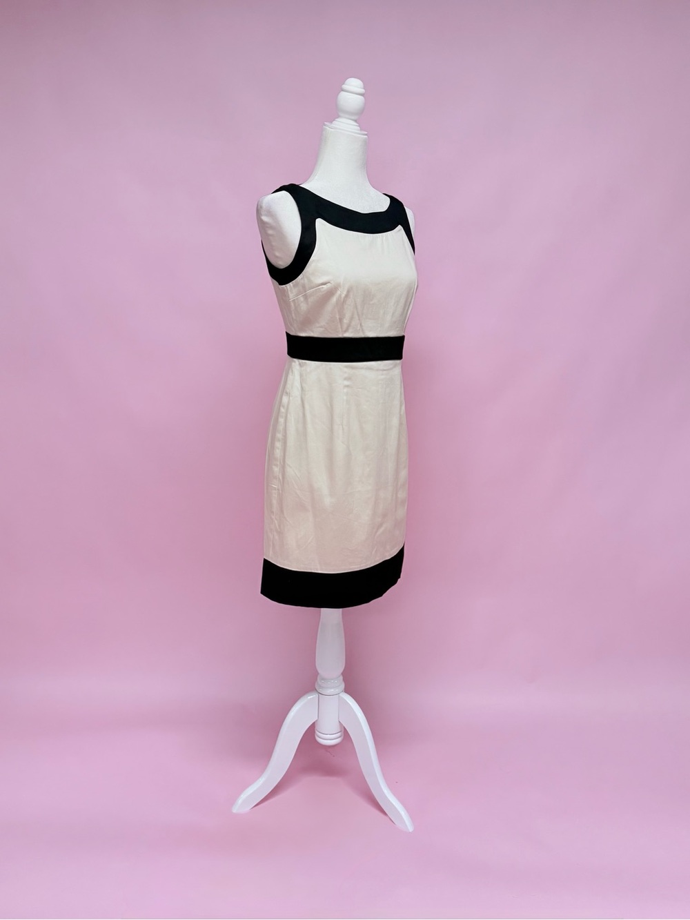 Ann Taylor Sleeveless Cream and Black Sheath Dress - Picture 7 of 8